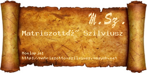 Matriszottó Szilviusz névjegykártya